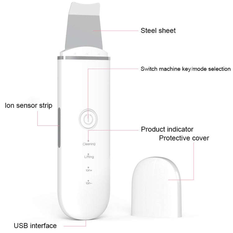 YJK063 Ultrasonic Ion Cleanser Micro-current Massage Beauty Introduction Instrument (Silver)