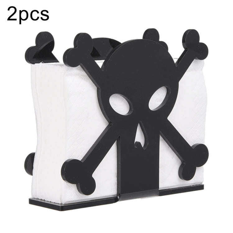 2pcs YX013-2 Acrylic Skull Table Paper Towel Organizer (Black)