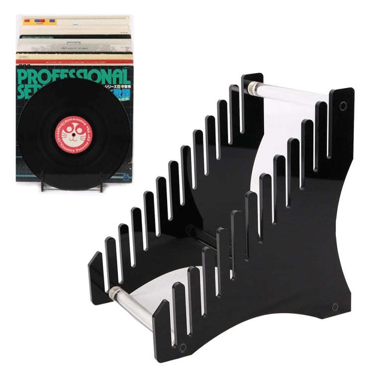 YX024 Acrylic Record Rack Desktop Book CD Display Stand Holder (Black)