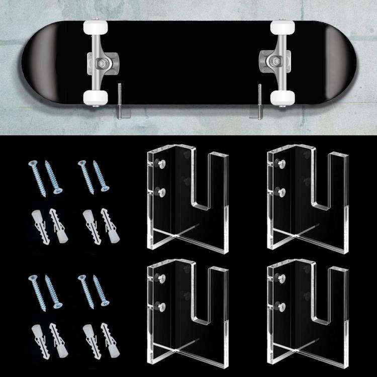 2 Pair YX028-2 Skateboard Wall-Mounted Display Holder (Transparent)