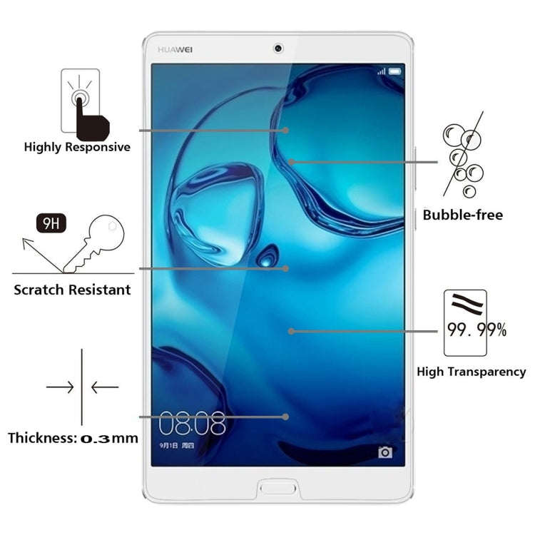For Huawei MediaPad M3 8.4 inch 0.3mm 9H Surface Hardness Explosion-proof Tempered Glass Film(Tra...