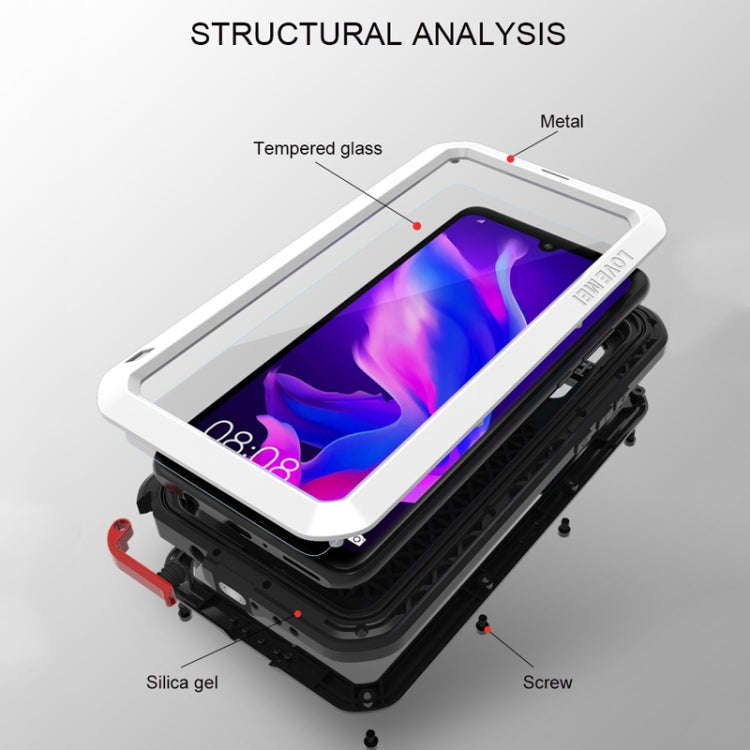 LOVE MEI Powerful Dustproof Shockproof Splashproof Metal + Silicone Combination Case for Huawei P...