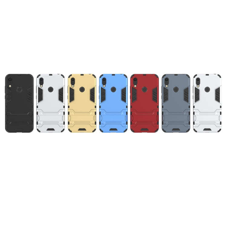 Shockproof PC + TPU Case for Huawei Y6 (2019), with Holder (Black)