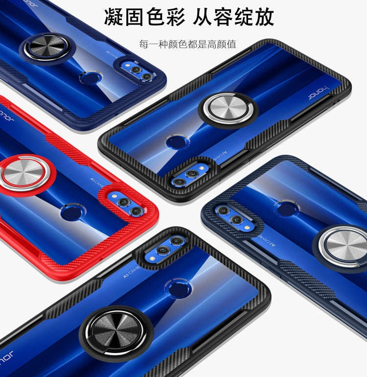 Scratchproof TPU + Acrylic Ring Bracket Protective Case for Huawei Honor 8X(Blue)