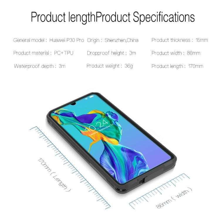 Shockproof Waterproof PC+TPU Protective Case for Huawei P30 Pro (Black)