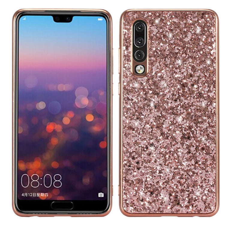 Glitter Powder Shockproof TPU Case for Huawei P30 (Rose Gold)
