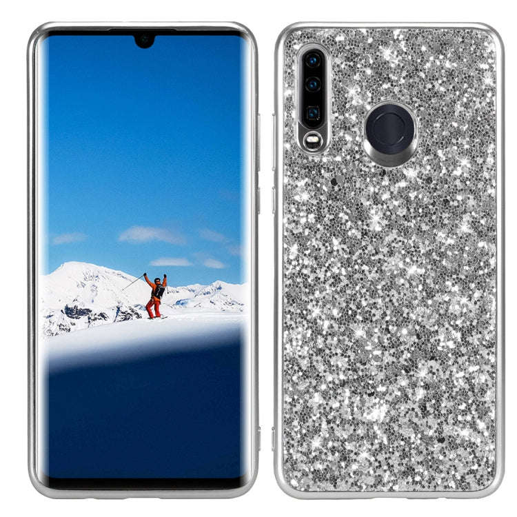 Glitter Powder Shockproof TPU Case for Huawei P30 Lite / nova 4e (Silver)