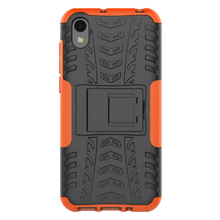 Shockproof  PC + TPU Tire Pattern Case for Huawei Honor 8s, with Holder (Orange)