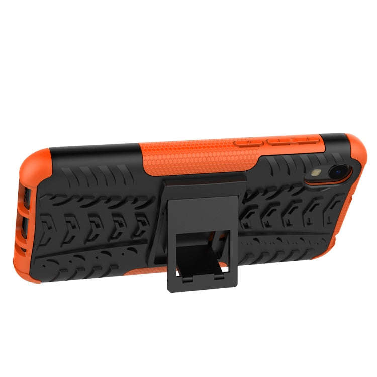 Shockproof  PC + TPU Tire Pattern Case for Huawei Honor 8s, with Holder (Orange)