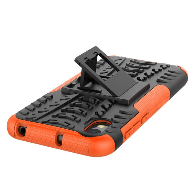 Shockproof  PC + TPU Tire Pattern Case for Huawei Honor 8s, with Holder (Orange)