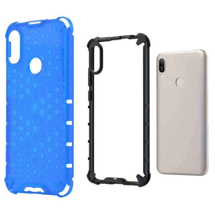 Honeycomb Shockproof PC + TPU Case for Huawei Y6(2019)(Blue)