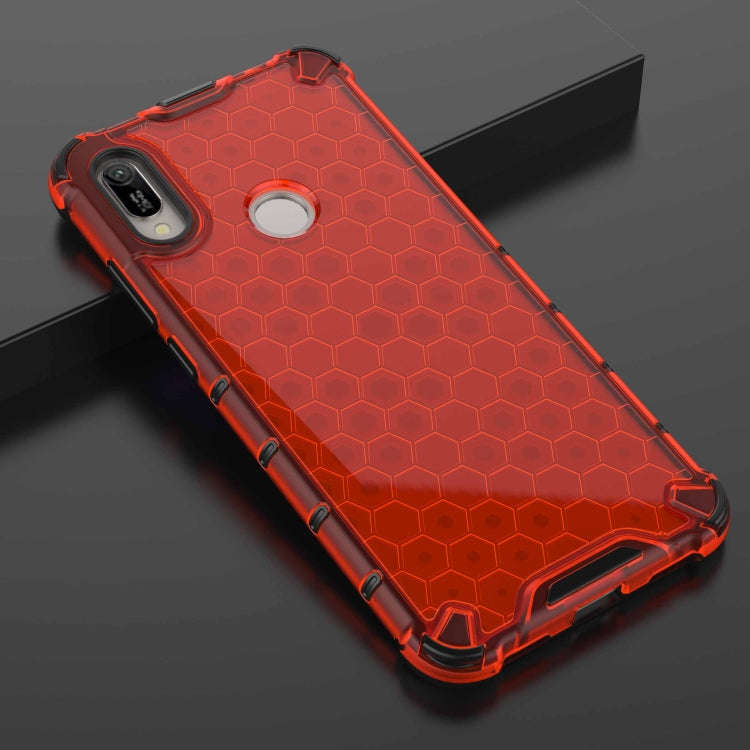 Honeycomb Shockproof PC + TPU Case for Huawei Y6(2019)(Red)