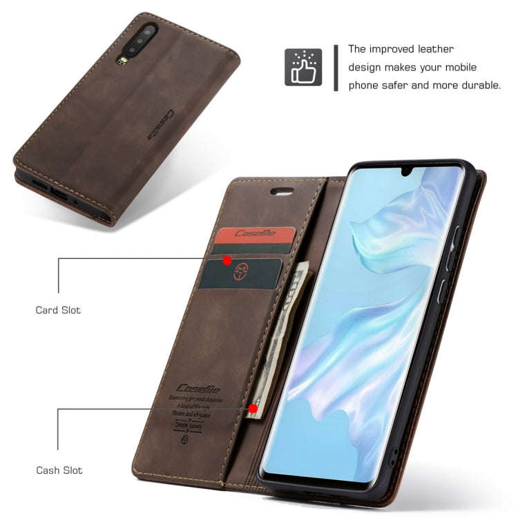 CaseMe-013 Multifunctional Retro Frosted Horizontal Flip Leather Case for Huawei P30, with Card S...