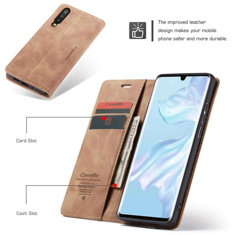 CaseMe-013 Multifunctional Retro Frosted Horizontal Flip Leather Case for Huawei P30, with Card S...