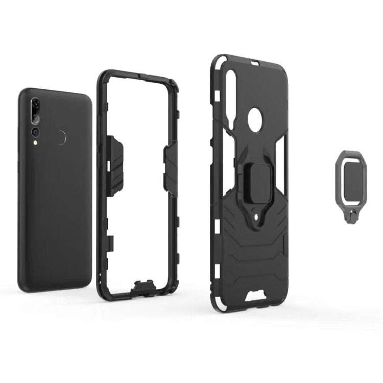 Shockproof PC + TPU Case with Magnetic Ring Holder for Huawei Enjoy 9s / P Smart+ 2019 (Black)