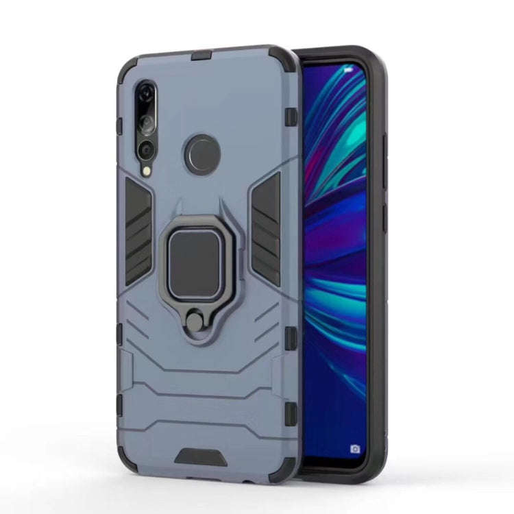 Shockproof PC + TPU Case with Magnetic Ring Holder for Huawei Enjoy 9s / P Smart+ 2019 (Navy Blue)