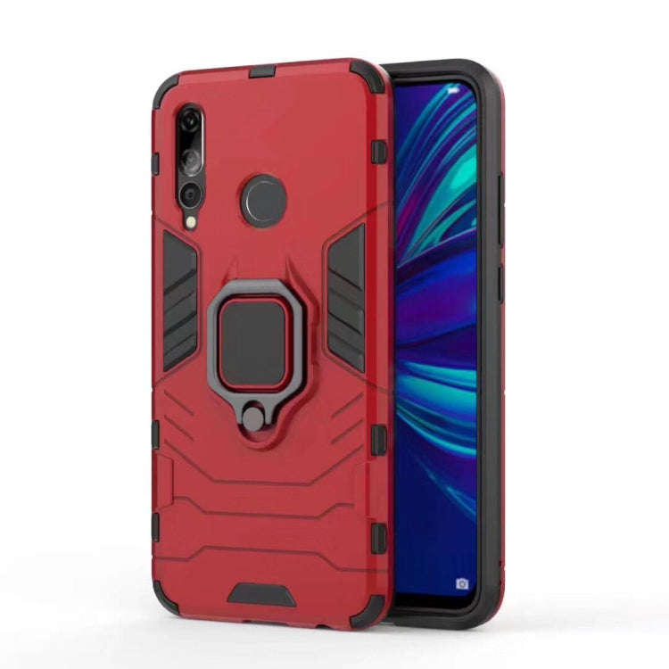 Shockproof PC + TPU Case with Magnetic Ring Holder for Huawei Enjoy 9s / P Smart+ 2019 (Red)