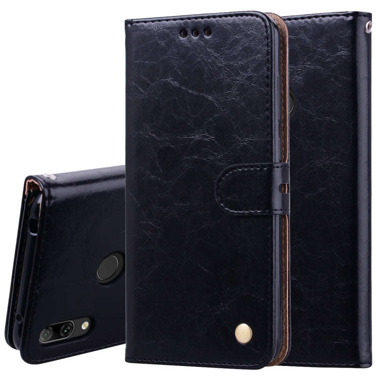 Business Style Oil Wax Texture Horizontal Flip Leather Case for Huawei Y7 (2019), with Holder & C...