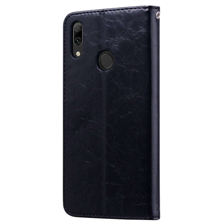 Business Style Oil Wax Texture Horizontal Flip Leather Case for Huawei Y7 (2019), with Holder & C...