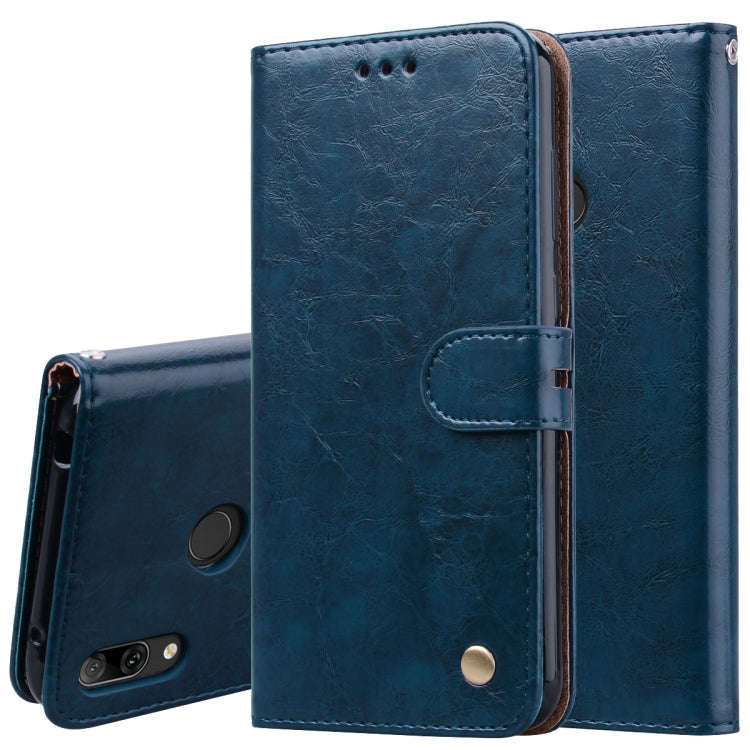 Business Style Oil Wax Texture Horizontal Flip Leather Case for Huawei Y7 (2019), with Holder & C...