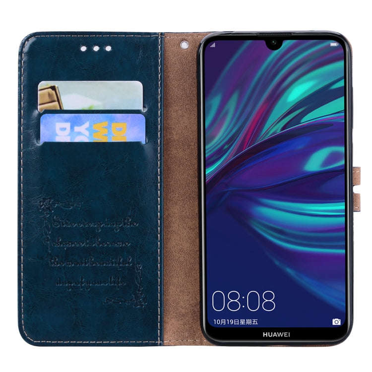Business Style Oil Wax Texture Horizontal Flip Leather Case for Huawei Y7 (2019), with Holder & C...