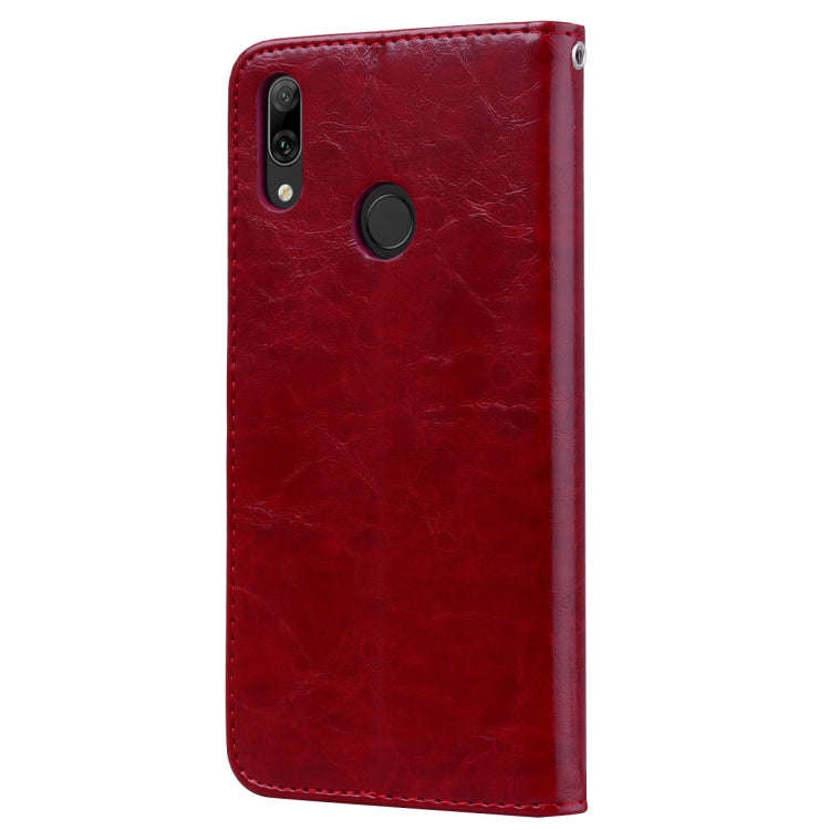 Business Style Oil Wax Texture Horizontal Flip Leather Case for Huawei Y7 (2019), with Holder & C...