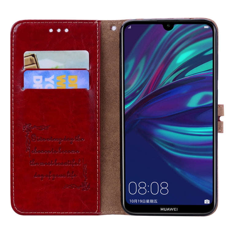 Business Style Oil Wax Texture Horizontal Flip Leather Case for Huawei Y7 (2019), with Holder & C...