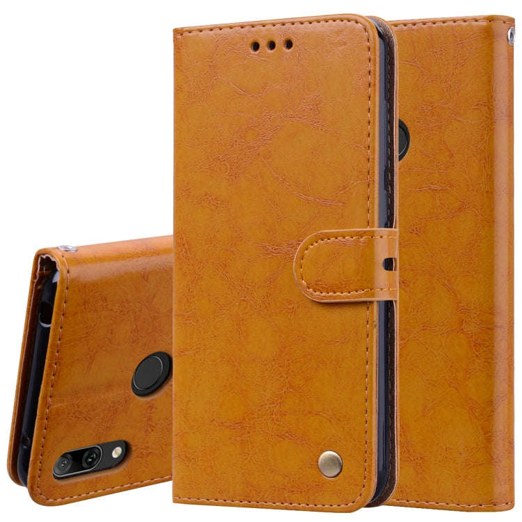 Business Style Oil Wax Texture Horizontal Flip Leather Case for Huawei Y7 (2019), with Holder & C...