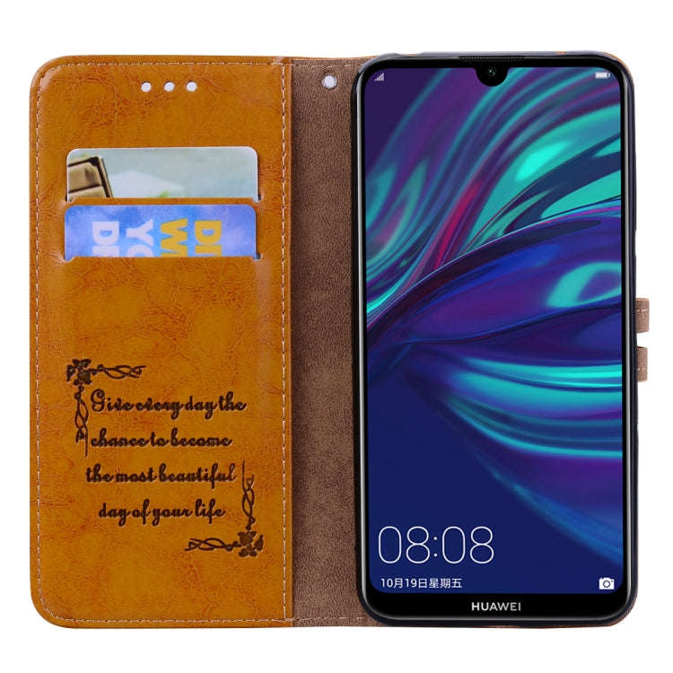 Business Style Oil Wax Texture Horizontal Flip Leather Case for Huawei Y7 (2019), with Holder & C...