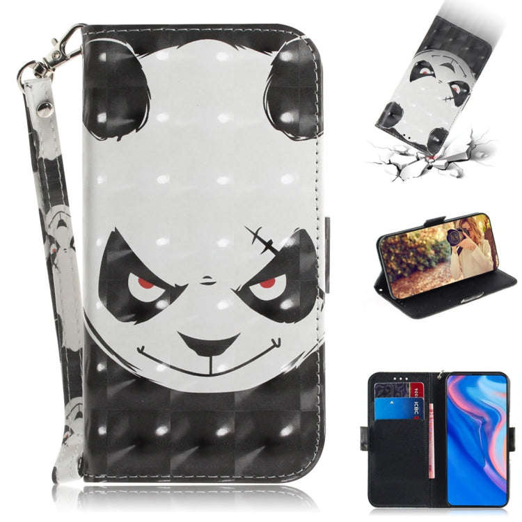 3D Colored Drawing Angry Bear Pattern Horizontal Flip Leather Case for Huawei P Smart Z / Y9 Prim...