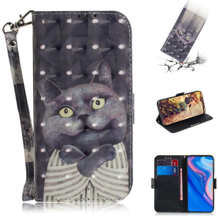 3D Colored Drawing Hug Cat Pattern Horizontal Flip Leather Case for Huawei P Smart Z / Y9 Prime 2...