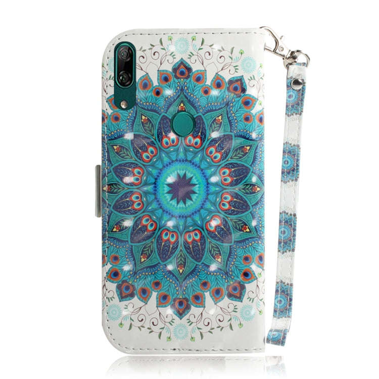 3D Colored Drawing Peacock Wreath Pattern Horizontal Flip Leather Case for Huawei P Smart Z / Y9 ...