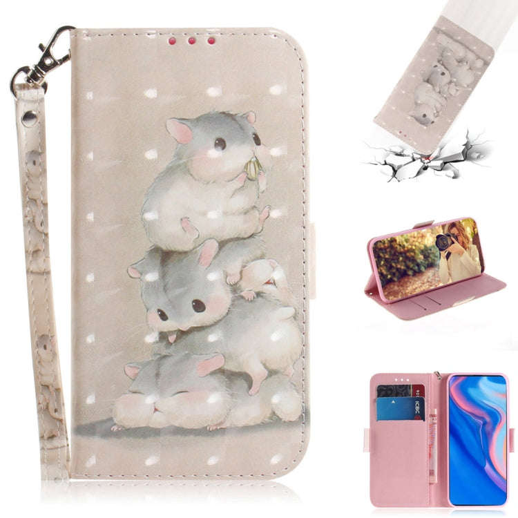 3D Colored Drawing Squirrels Pattern Horizontal Flip Leather Case for Huawei P Smart Z / Y9 Prime...