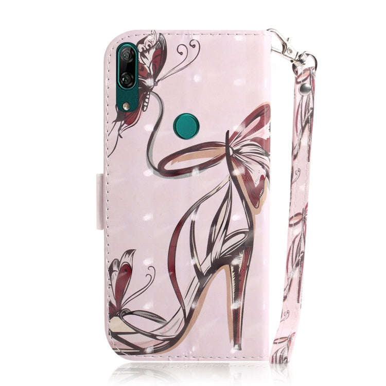 3D Colored Drawing Butterfly High-heeled Shoes Pattern Horizontal Flip Leather Case for Huawei P ...