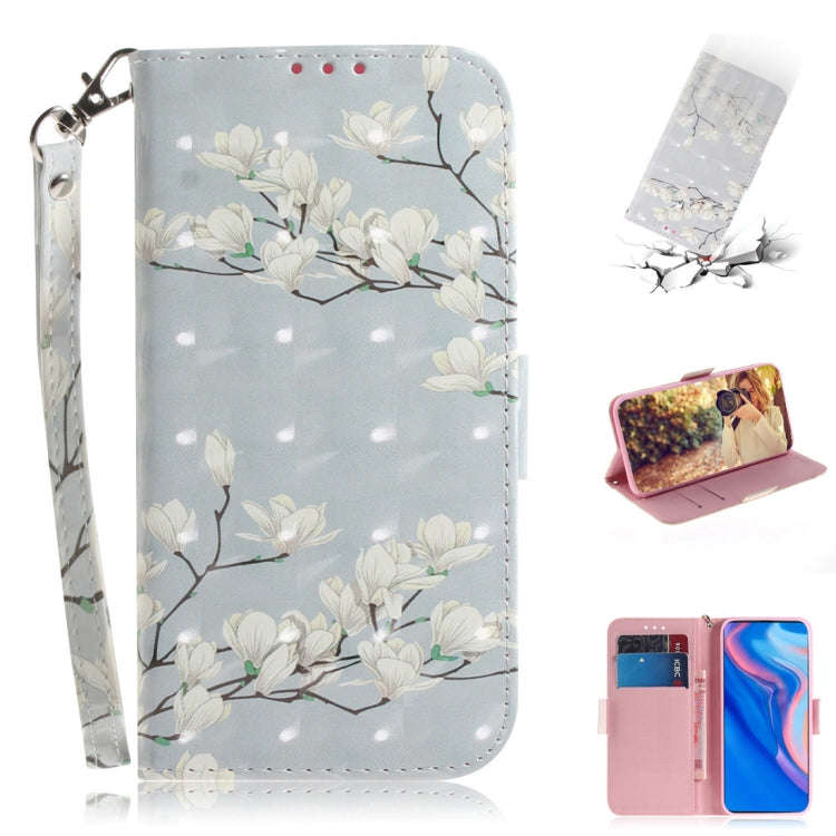 3D Colored Drawing Magnolia Pattern Horizontal Flip Leather Case for Huawei P Smart Z / Y9 Prime ...