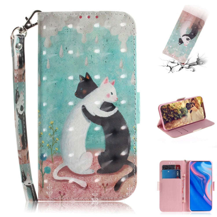 3D Colored Drawing Cats Pattern Horizontal Flip Leather Case for Huawei P Smart Z / Y9 Prime 2019...