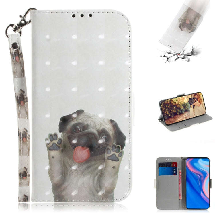 3D Colored Drawing Dog Pattern Horizontal Flip Leather Case for Huawei P Smart Z / Y9 Prime 2019 ...
