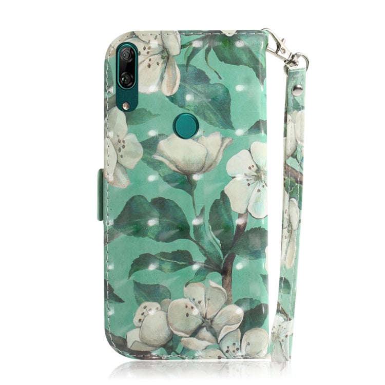 3D Colored Drawing Watercolor Flower Pattern Horizontal Flip Leather Case for Huawei P Smart Z / ...