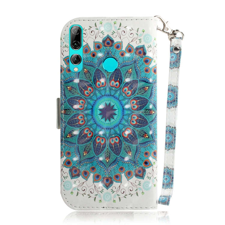 3D Colored Drawing Peacock Wreath Pattern Horizontal Flip Leather Case for Huawei P Smart+ 2019 /...