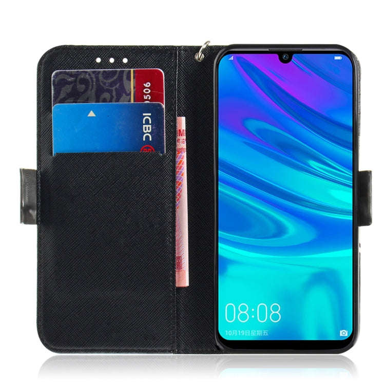 3D Colored Drawing Peacock Wreath Pattern Horizontal Flip Leather Case for Huawei P Smart+ 2019 /...