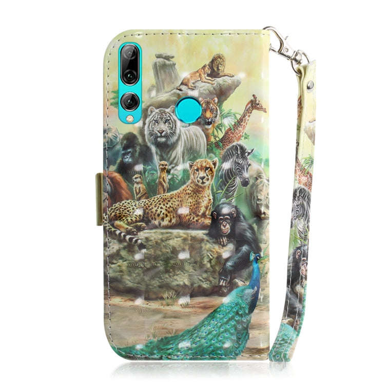 3D Colored Drawing Animals Pattern Horizontal Flip Leather Case for Huawei P Smart+ 2019 / Enjoy ...