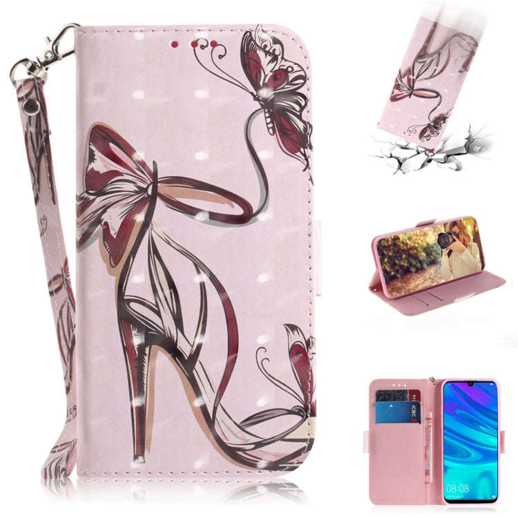 3D Colored Drawing Butterfly High-heeled Shoes Pattern Horizontal Flip Leather Case for Huawei P ...