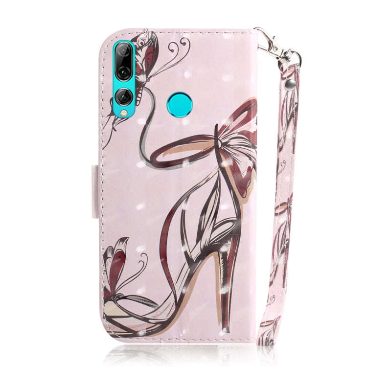 3D Colored Drawing Butterfly High-heeled Shoes Pattern Horizontal Flip Leather Case for Huawei P ...