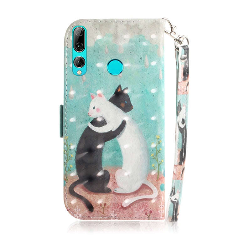 3D Colored Drawing Cats Pattern Horizontal Flip Leather Case for Huawei P Smart+ 2019 / Enjoy 9s ...