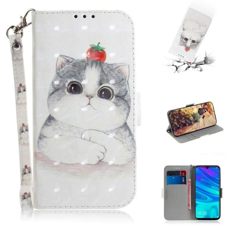 3D Colored Drawing Cute Cat Pattern Horizontal Flip Leather Case for Huawei P Smart+ 2019 / Enjoy...