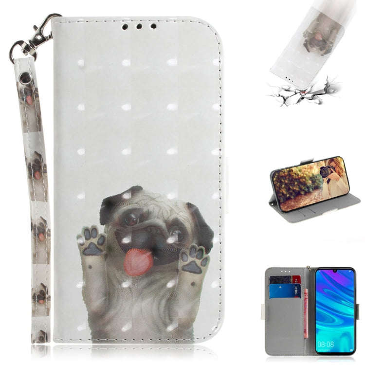 3D Colored Drawing Dog  Pattern Horizontal Flip Leather Case for Huawei P Smart+ 2019 / Enjoy 9s ...