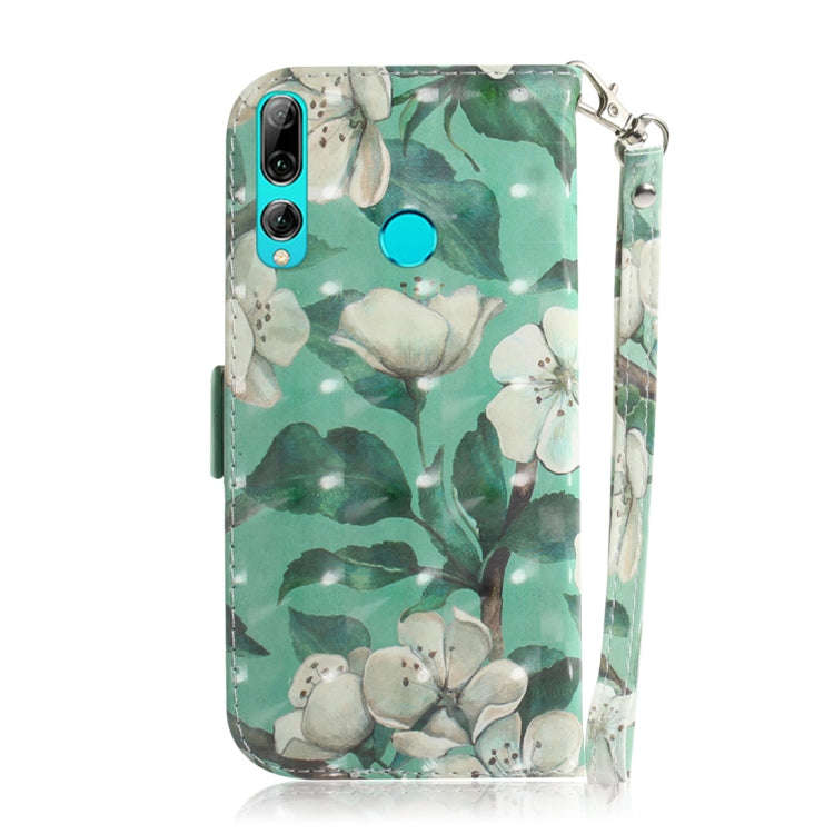 3D Colored Drawing Watercolor Flower Pattern Horizontal Flip Leather Case for Huawei P Smart+ 201...