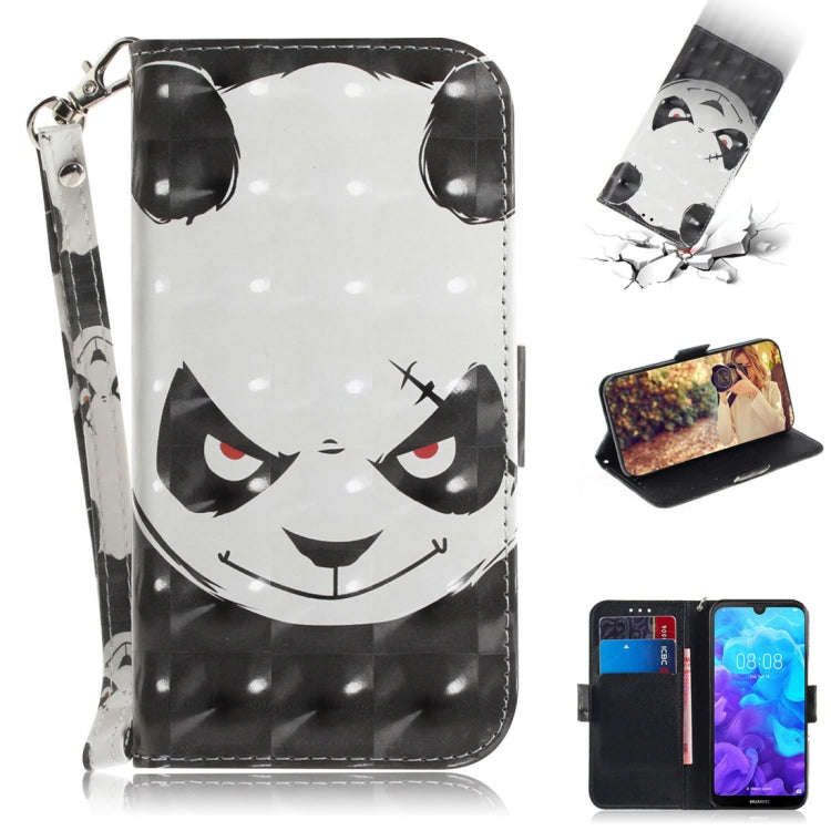 3D Colored Drawing Angry Bear Pattern Horizontal Flip Leather Case for Huawei Y5 (2019) / Honor 8...