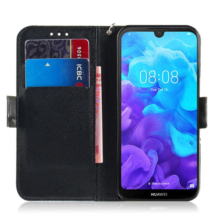 3D Colored Drawing Peacock Wreath Pattern Horizontal Flip Leather Case for Huawei Y5 (2019) / Hon...