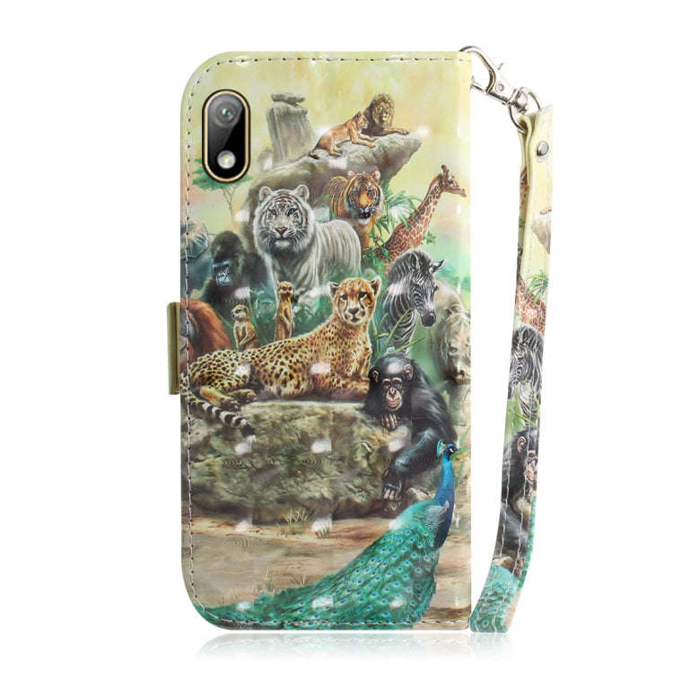 3D Colored Drawing Animals Pattern Horizontal Flip Leather Case for Huawei Y5 (2019) / Honor 8s, ...
